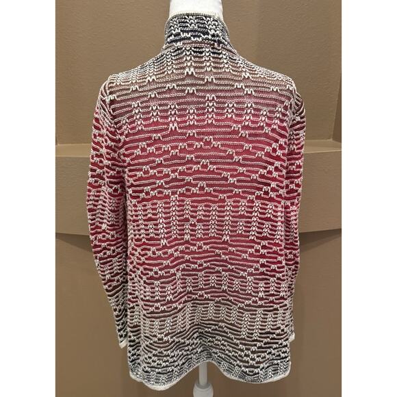 NIC+ZOE Fireside Cotton Blend Cardy Ombre Open Knit Cardigan Women’s Size L - Picture 4 of 7